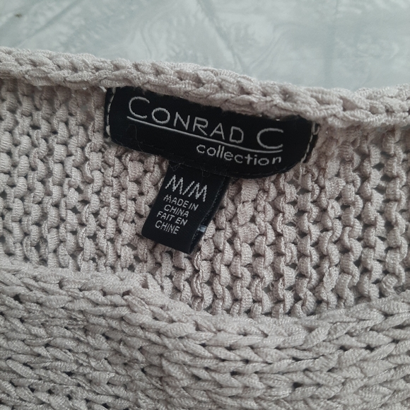 Conrad C Beige  Coastal Cowgirl sleeveless knit top with fringe and details M - Picture 3 of 9